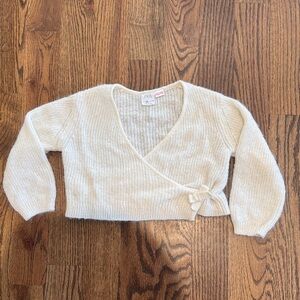 Zara Off-White Knit Wrap Ballet Top